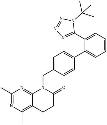 Pyrido[2,3-d]pyrimidin-7(6H)-one, 8-[[2'-[1-(1,1-dimethylethyl)-1H-tetrazol-5-yl][1,1'-biphenyl]-4-yl]methyl]-5,8-dihydro-2,4-dimethyl-