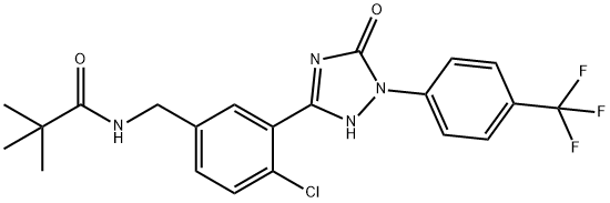 Propanamide, N-[[4-chloro-3-[2,5-dihydro-5-oxo-1-[4-(trifluoromethyl)phenyl]-1H-1,2,4-triazol-3-yl]phenyl]methyl]-2,2-dimethyl- Struktur