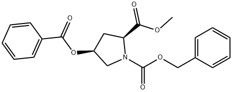 1,2-Pyrrolidinedicarboxylic acid, 4-(benzoyloxy)-, 2-methyl 1-(phenylmethyl) ester, (2S,4S)- Struktur