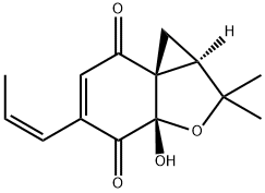 1H,7H-Cyclopropa[c]benzofuran-4,7(3aH)-dione, 1a,2-dihydro-3a-hydroxy-2,2-dimethyl-5-(1Z)-1-propenyl-, (1aR,3aS,7aS)- (9CI) Structure
