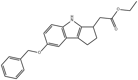 Ethyl 1,2,3,4-tetrahydro-7-(phenylmethoxy)cyclopent[b]indole-3-acetate Struktur