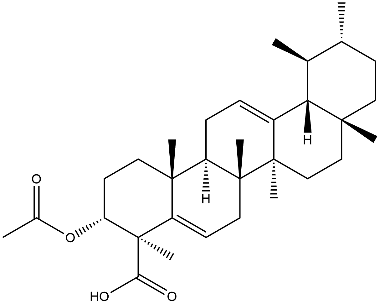 Ursa-5,12-dien-23-oic acid, 3-(acetyloxy)-, (3α,4β)- Struktur