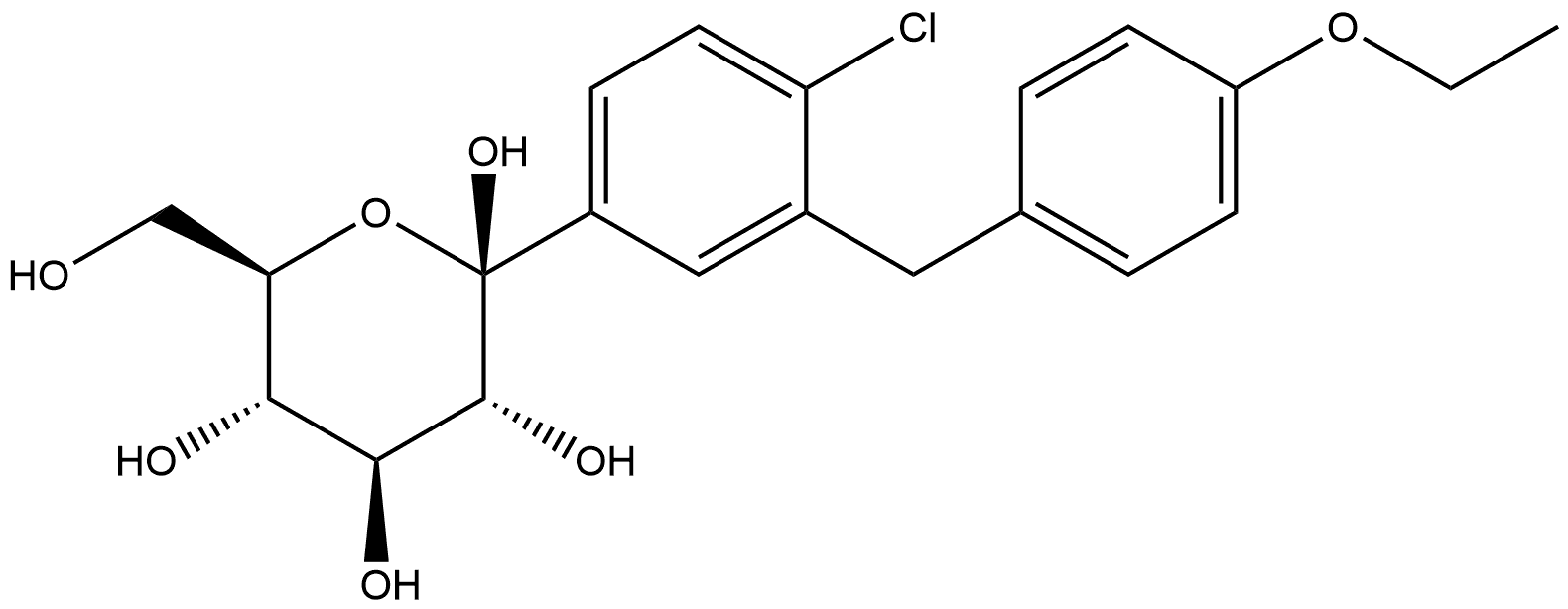 1-C-[4-Chloro-3-[(4-ethoxyphenyl)methyl]phenyl]-β-D-glucopyranose Struktur