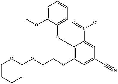 Benzonitrile, 4-(2-methoxyphenoxy)-3-nitro-5-[2-[(tetrahydro-2H-pyran-2-yl)oxy]ethoxy]- Struktur