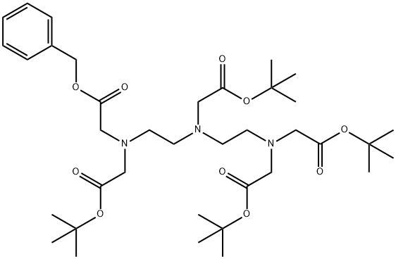 3-Oxa-6,9,12-triazatetradecan-14-oic acid, 6,9-bis[2-(1,1-dimethylethoxy)-2-oxoethyl]-2,2-dimethyl-4-oxo-12-[2-oxo-2-(phenylmethoxy)ethyl]-, 1,1-dimethylethyl ester (9CI) Struktur