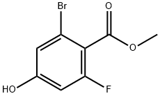 Benzoic acid, 2-bromo-6-fluoro-4-hydroxy-, methyl ester Struktur