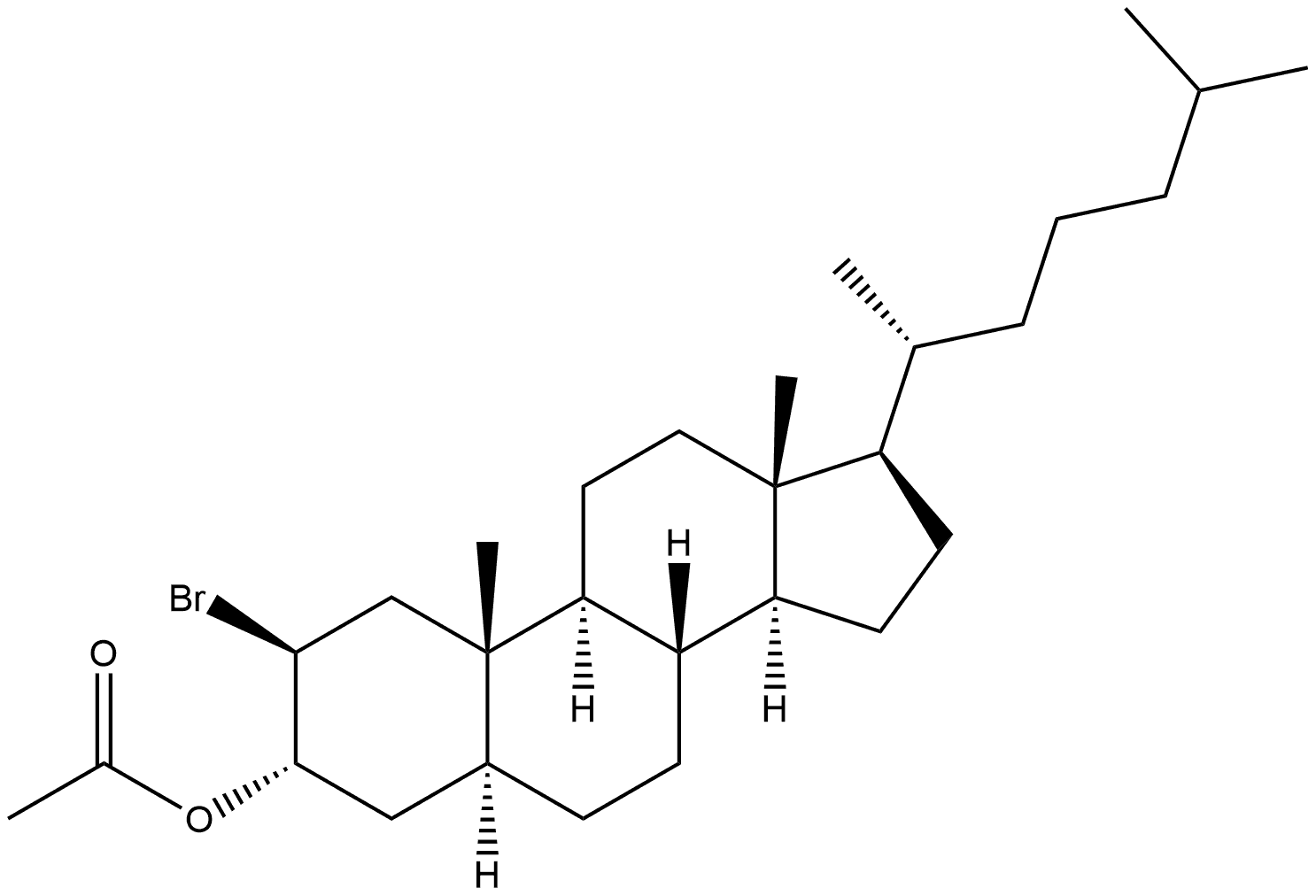 5α-Cholestan-3α-ol, 2β-bromo-, acetate (6CI,7CI,8CI) Struktur