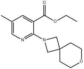 3-Pyridinecarboxylic acid, 5-methyl-2-(7-oxa-2-azaspiro[3.5]non-2-yl)-, ethyl ester Struktur