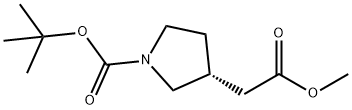 3-Pyrrolidineacetic acid, 1-[(1,1-dimethylethoxy)carbonyl]-, methyl ester, (3R)- Struktur