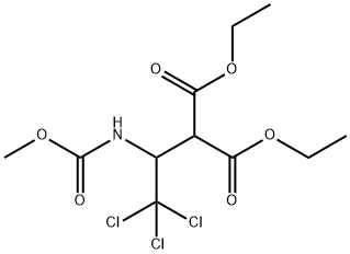 Propanedioic acid, 2-[2,2,2-trichloro-1-[(methoxycarbonyl)amino]ethyl]-, 1,3-diethyl ester Struktur