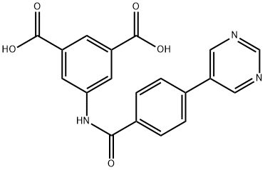 1,3-Benzenedicarboxylic acid, 5-[[4-(5-pyrimidinyl)benzoyl]amino]- Struktur