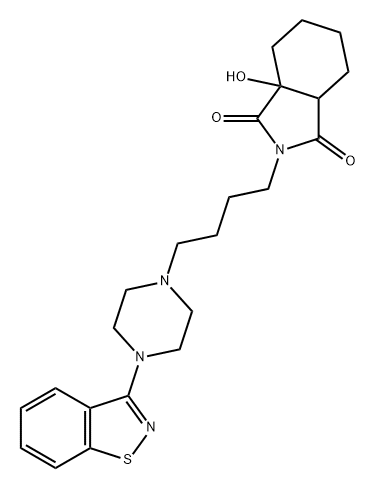 1H-Isoindole-1,3(2H)-dione, 2-[4-[4-(1,2-benzisothiazol-3-yl)-1-piperazinyl]butyl]hexahydro-3a-hydroxy- Struktur