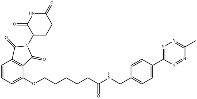 Hexanamide, 6-[[2-(2,6-dioxo-3-piperidinyl)-2,3-dihydro-1,3-dioxo-1H-isoindol-4-yl]oxy]-N-[[4-(6-methyl-1,2,4,5-tetrazin-3-yl)phenyl]methyl]- Struktur