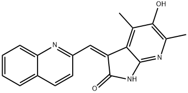 (3Z)-1,3-Dihydro-5-hydroxy-4,6-dimethyl-3-(2-quinolinylmethylene)-2H-pyrrolo[2,3-b]pyridin-2-one Struktur