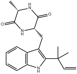 2,5-Piperazinedione, 3-[[2-(1,1-dimethyl-2-propen-1-yl)-1H-indol-3-yl]methyl]-6-methyl-, (3S,6S)- Struktur