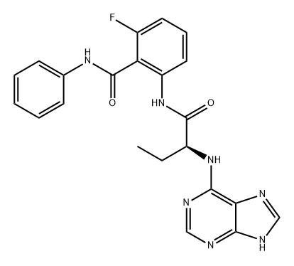 Benzamide, 2-fluoro-6-[[(2S)-1-oxo-2-(9H-purin-6-ylamino)butyl]amino]-N-phenyl- Struktur