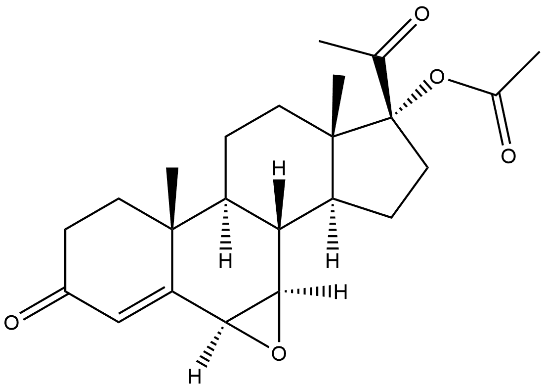 Pregn-4-ene-3,20-dione, 17-(acetyloxy)-6,7-epoxy-, (6α,7α)- Struktur