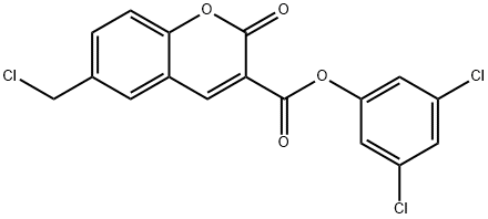 2H-1-Benzopyran-3-carboxylic acid, 6-(chloromethyl)-2-oxo-, 3,5-dichlorophenyl ester Structure