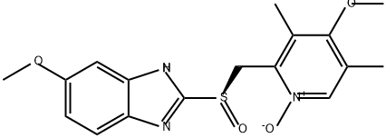 1H-Benzimidazole, 6-methoxy-2-[(R)-[(4-methoxy-3,5-dimethyl-1-oxido-2-pyridinyl)methyl]sulfinyl]- Struktur