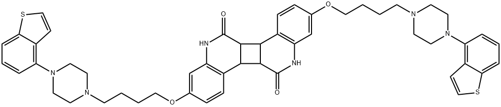 3,9-Bis[4-(4-benzo[b]thien-4-yl-1-piperazinyl)butoxy]-6b,11,12a,12b-tetrahydro- cyclobuta[1,2-c:3,4-c']diquinoline-6,12(5H,6aH)-dione Struktur