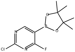 Pyrimidine, 2-chloro-4-fluoro-5-(4,4,5,5-tetramethyl-1,3,2-dioxaborolan-2-yl)- Struktur