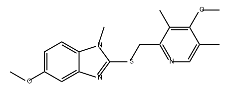 1H-Benzimidazole, 5-methoxy-2-[[(4-methoxy-3,5-dimethyl-2-pyridinyl)methyl]thio]-1-methyl- Struktur