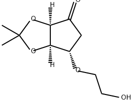 4H-Cyclopenta-1,3-dioxol-4-one, tetrahydro-6-(2-hydroxyethoxy)-2,2-dimethyl-, (3aR,6S,6aR)- Struktur