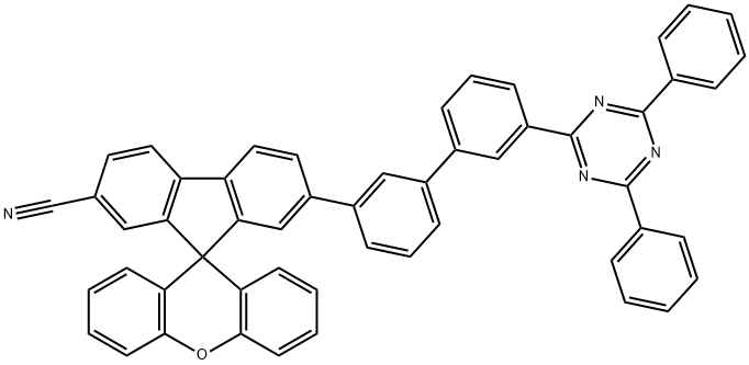 Spiro[9H-fluorene-9,9'-[9H]xanthene]-2-carbonitrile, 7-[3'-(4,6-diphenyl-1,3,5-triazin-2-yl)[1,1'-biphenyl]-3-yl]- Struktur
