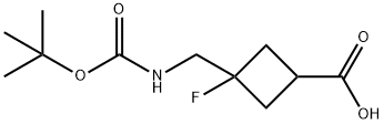 3-[[[(1,1-Dimethylethoxy)carbonyl]amino]methyl]-3-fluorocyclobutanecarboxylic acid Struktur