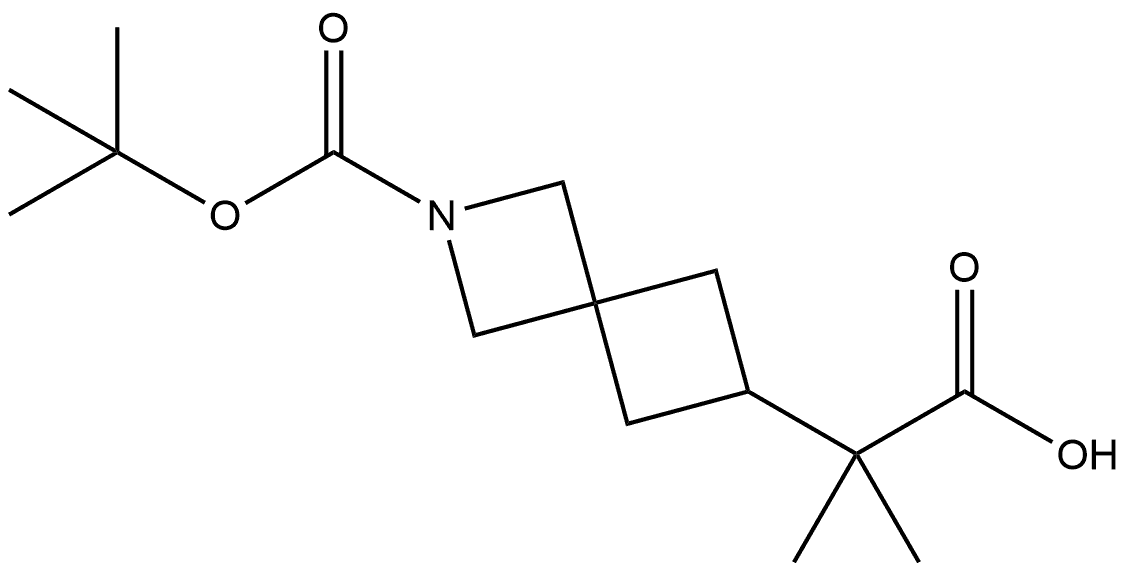2-Azaspiro[3.3]heptane-6-acetic acid, 2-[(1,1-dimethylethoxy)carbonyl]-α,α-dimethyl- Struktur