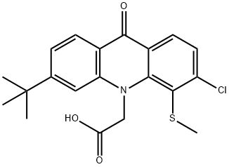 10(9H)-Acridineacetic acid, 3-chloro-6-(1,1-dimethylethyl)-4-(methylthio)-9-oxo- Struktur
