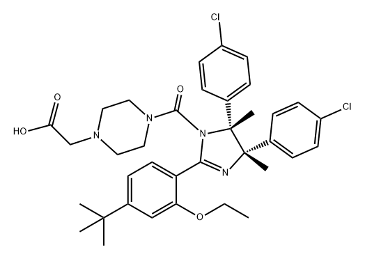 1-Piperazineacetic acid, 4-[[(4S,5R)-4,5-bis(4-chlorophenyl)-2-[4-(1,1-dimethylethyl)-2-ethoxyphenyl]-4,5-dihydro-4,5-dimethyl-1H-imidazol-1-yl]carbonyl]- Struktur