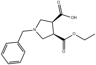3,4-Pyrrolidinedicarboxylic acid, 1-(phenylmethyl)-, 3-ethyl ester, (3R,4S)- Struktur