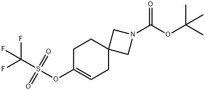 2-Azaspiro[3.5]non-6-ene-2-carboxylic acid, 7-[[(trifluoromethyl)sulfonyl]oxy]-, 1,1-dimethylethyl ester Struktur