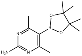 2-Pyrimidinamine, 4,6-dimethyl-5-(4,4,5,5-tetramethyl-1,3,2-dioxaborolan-2-yl)- Struktur