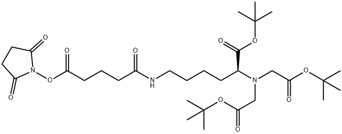 L-Lysine, N2,N2-bis[2-(1,1-dimethylethoxy)-2-oxoethyl]-N6-[5-[(2,5-dioxo-1-pyrrolidinyl)oxy]-1,5-dioxopentyl]-, 1,1-dimethylethyl ester Struktur