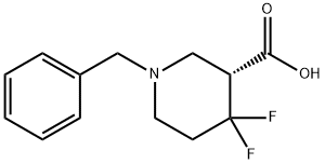 3-Piperidinecarboxylic acid, 4,4-difluoro-1-(phenylmethyl)-, (3R)- Struktur