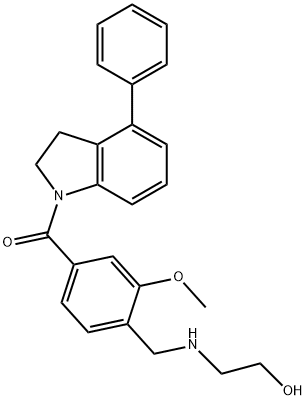 Methanone, (2,3-dihydro-4-phenyl-1H-indol-1-yl)[4-[[(2-hydroxyethyl)amino]methyl]-3-methoxyphenyl]- Struktur