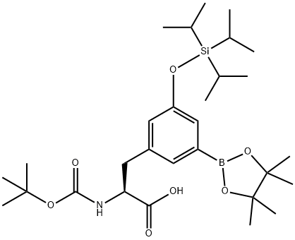 L-Phenylalanine, N-[(1,1-dimethylethoxy)carbonyl]-3-(4,4,5,5-tetramethyl-1,3,2-dioxaborolan-2-yl)-5-[[tris(1-methylethyl)silyl]oxy]- Struktur