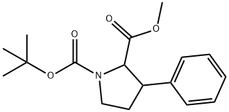 1,2-Pyrrolidinedicarboxylic acid, 3-phenyl-, 1-(1,1-dimethylethyl) 2-methyl ester Struktur