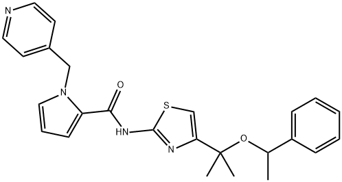 1H-Pyrrole-2-carboxamide, N-[4-[1-methyl-1-(1-phenylethoxy)ethyl]-2-thiazolyl]-1-(4-pyridinylmethyl)- Struktur
