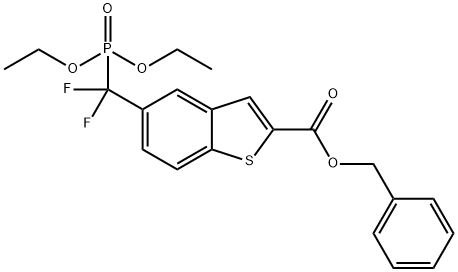 Benzo[b]thiophene-2-carboxylic acid, 5-[(diethoxyphosphinyl)difluoromethyl]-, phenylmethyl ester Struktur