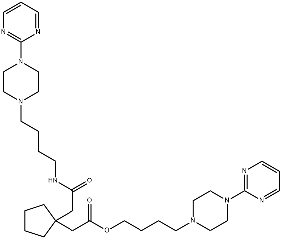 Cyclopentaneacetic acid, 1-[2-oxo-2-[[4-[4-(2-pyrimidinyl)-1-piperazinyl]butyl]amino]ethyl]-, 4-[4-(2-pyrimidinyl)-1-piperazinyl]butyl ester|丁螺環(huán)酮EP雜質(zhì)