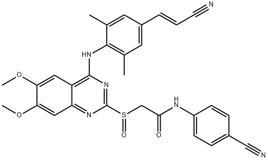 Acetamide, 2-[[4-[[4-[(1E)-2-cyanoethenyl]-2,6-dimethylphenyl]amino]-6,7-dimethoxy-2-quinazolinyl]sulfinyl]-N-(4-cyanophenyl)-|化合物 HIV-1 INHIBITOR-23
