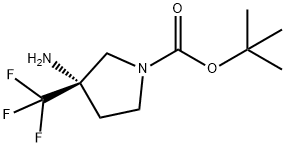 1-Pyrrolidinecarboxylic acid, 3-amino-3-(trifluoromethyl)-, 1,1-dimethylethyl ester, (3S)- Struktur