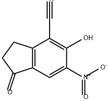 1H-Indene-4-carbonitrile, 2,3-dihydro-5-hydroxy-6-nitro-1-oxo- Struktur