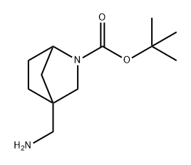 2-Azabicyclo[2.2.1]heptane-2-carboxylic acid, 4-(aminomethyl)-, 1,1-dimethylethyl ester Struktur
