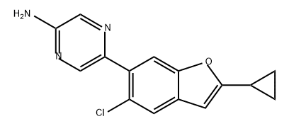 2-Pyrazinamine, 5-(5-chloro-2-cyclopropyl-6-benzofuranyl)- Struktur