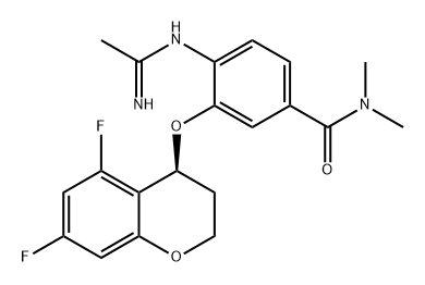 Benzamide, 3-[[(4S)-5,7-difluoro-3,4-dihydro-2H-1-benzopyran-4-yl]oxy]-4-[(1-iminoethyl)amino]-N,N-dimethyl- Struktur