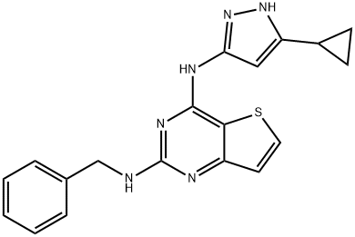 Thieno[3,2-d]pyrimidine-2,4-diamine, N4-(5-cyclopropyl-1H-pyrazol-3-yl)-N2-(phenylmethyl)- Structure